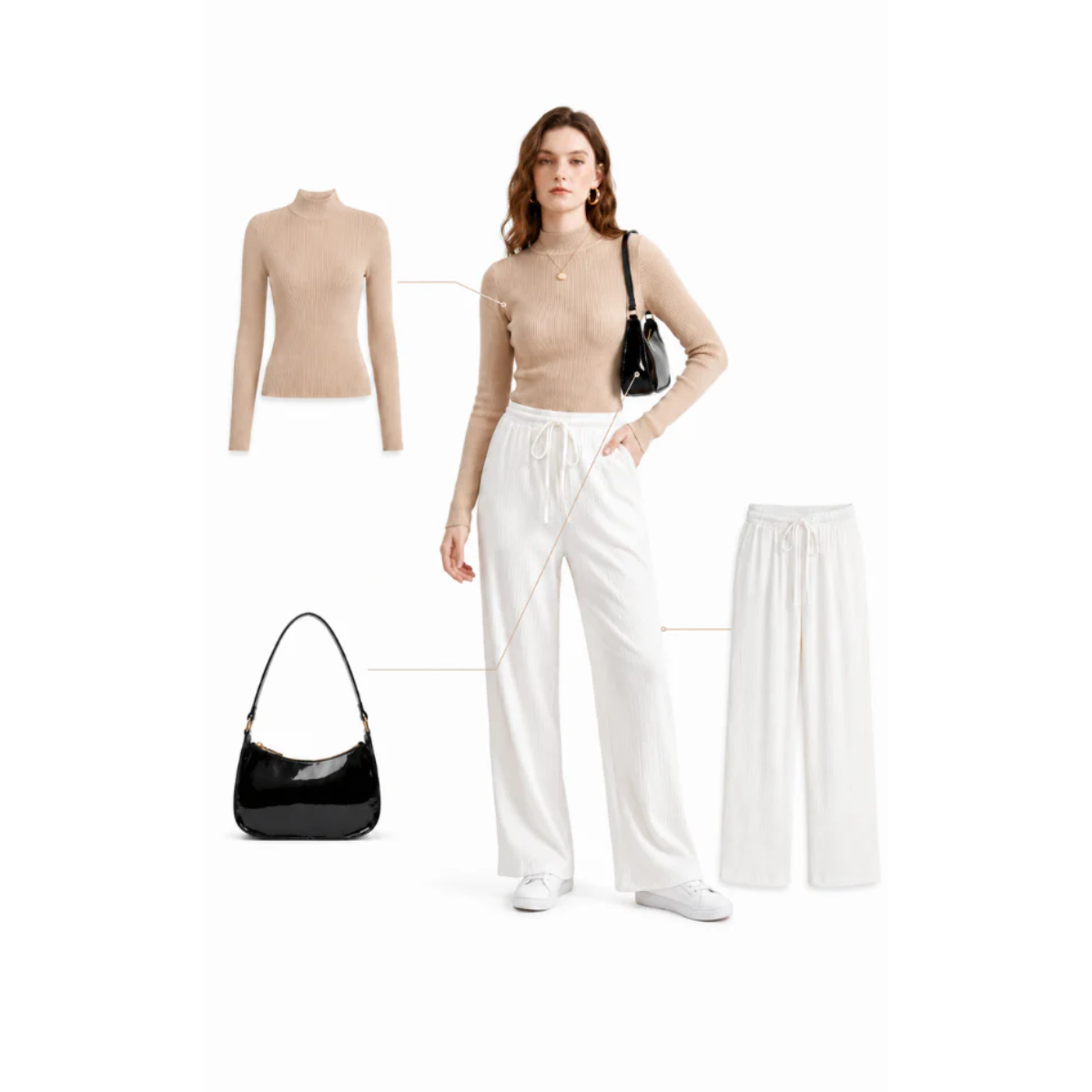 Kit Inverno: Blusa Tricô, Calça Pantalona & Bolsa Premium